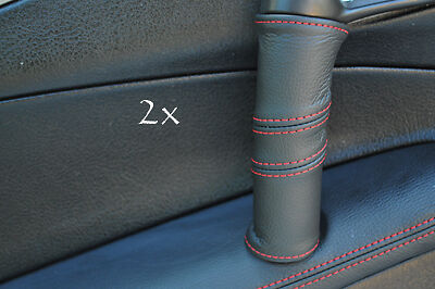 FITS FIAT COUPE LEATHER 2X DOOR HANDLE COVERS red stitch CUSTOM NEW MADE IN UK