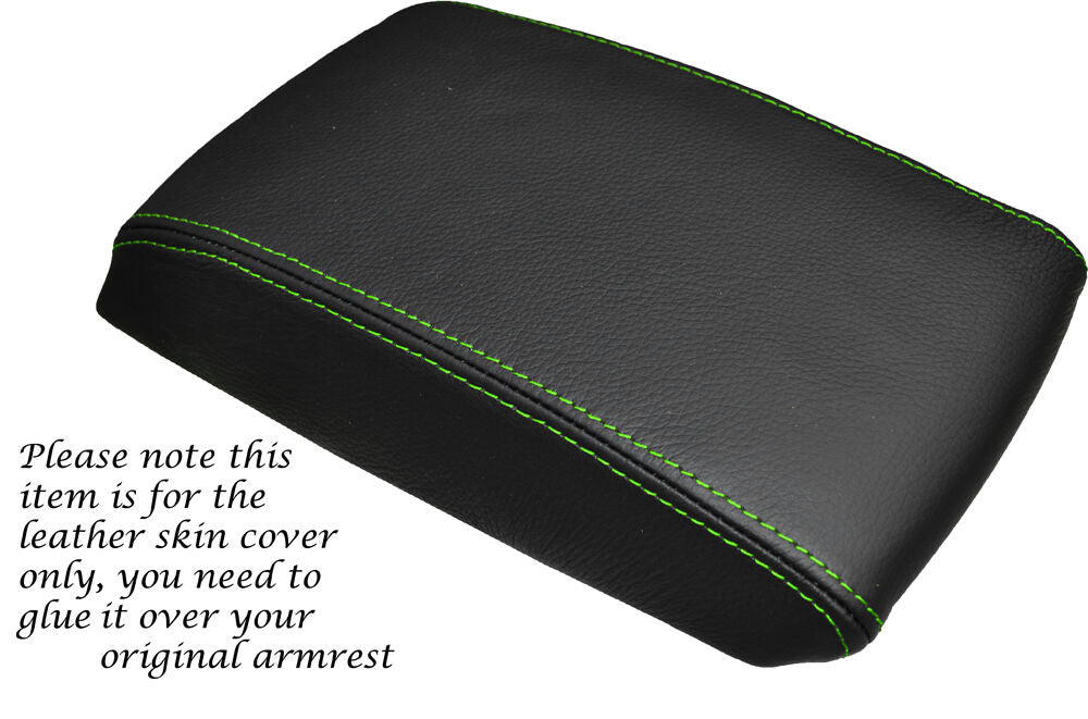 GREEN STITCH LEATHER ARMREST SKIN COVER FITS SKODA OCTAVIA MK2 2004-2012