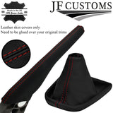 D RED STITCH ITALIAN LEATHER GEAR HANDBRAKE GAITERS FOR VW CADDY 2016-2019