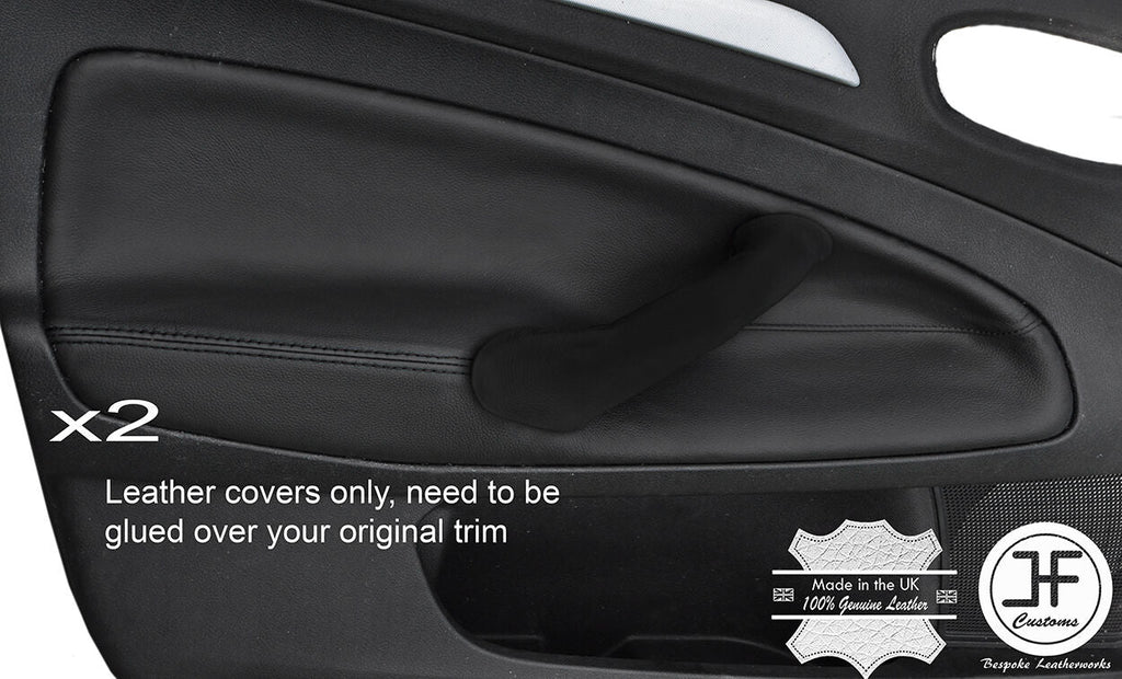 BLACK STITCH 2X FRONT DOOR CARD TRIM LEATHER COVERS FITS FORD MONDEO MK4 07-13