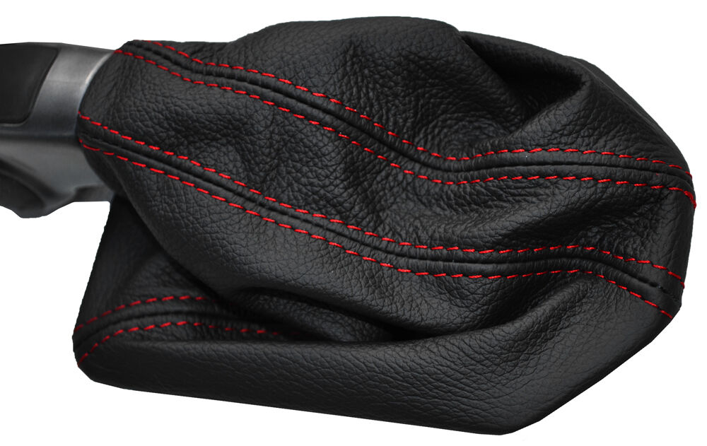 RED STITCHING MANUAL LEATHER GEAR GAITER FITS LANDROVER DISCOVERY 3 04-09