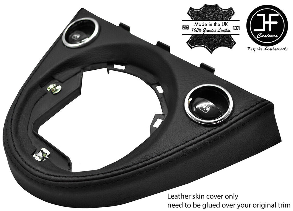 BLACK & BLACK MANUAL GEAR SURROUND REAL LEATHER COVER FOR FIAT 500 2016-2019