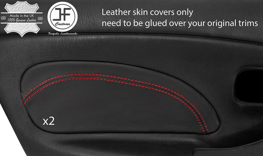 RED STITCH 2X DOOR CARD TRIM LEATHER COVER FITS MAZDA MX5 MK2 2.5 MIATA 01-05