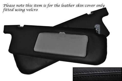 BLACK STITCH 2X SUN VISORS LTHR COVERS FITS MITSUBISHI SHOGUN PAJERO MK2 91-00
