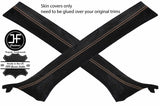 BEIGE STITCH 2X A PILLAR SUEDE COVERS FOR BMW 3 E46 CONVERTIBLE 98-05 STYLE 2