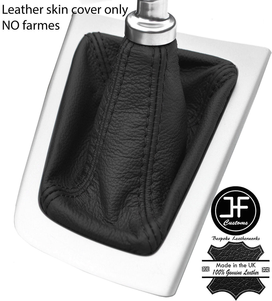 BLACK STITCHING REAL LEATHER GEAR GAITER FITS FORD FOCUS 2011-2015 CUSTOM NEW
