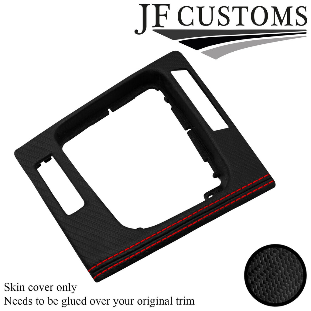 RED STITCH CARBON GEAR SURROUND COVER FOR BMW E46 CONVERTIBLE SEDAN JF2