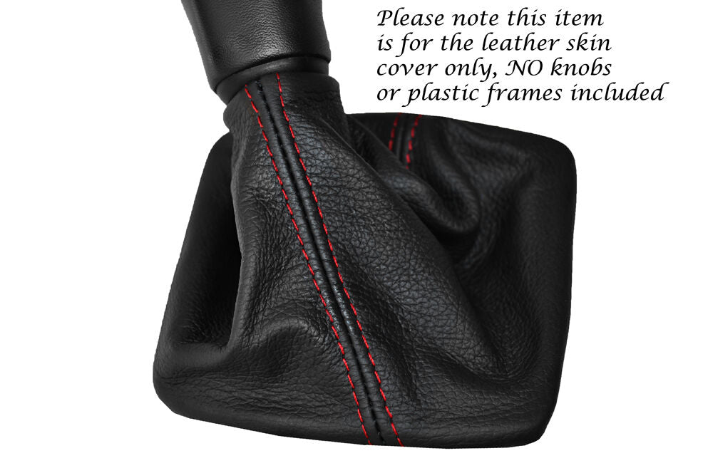 RED STITCH MANUAL LEATHER GEAR GAITER FITS HYUNDAI I30 2011-2015 CUSTOM NEW