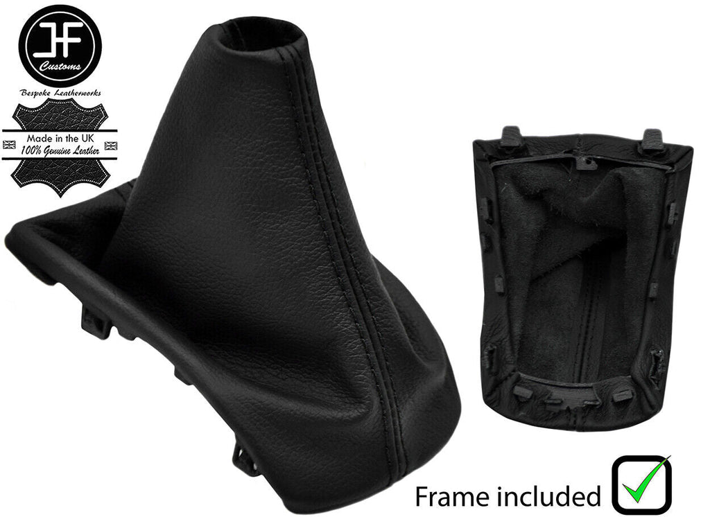 BLACK STITCHING LEATHER GEAR GAITER + PLASTIC FRAME FITS PEUGEOT 208 2012-2019