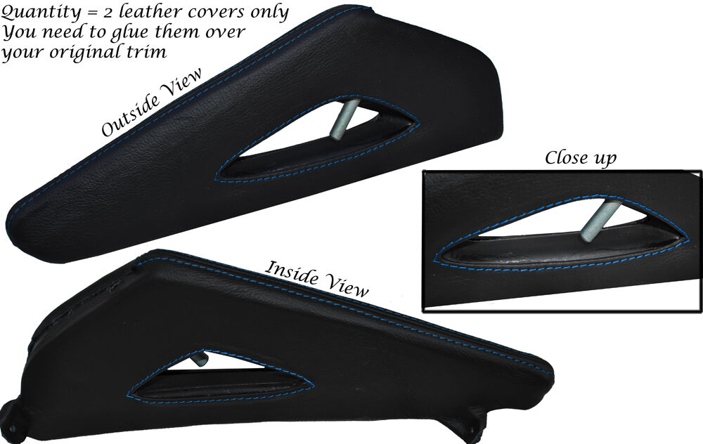 BLUE STITCH 2X FULL CENTER CONSOLE TRIANGLE SKIN COVERS FITS AUDI A3 8P 03-12