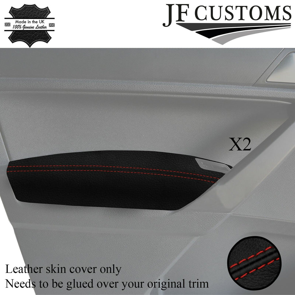 DARK RED STITCH 2X FRONT DOOR ARMREST LEATHER COVERS FOR VW CADDY MK4 15-20