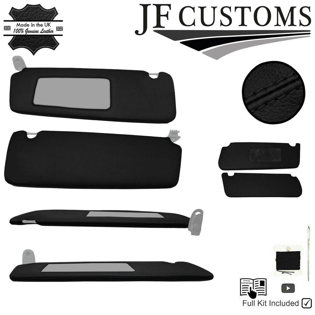 BLACK CROSS STITCH 2X SUN VISOR COVERS FOR RENAULT TRAFIC VAUXHALL VIVARO 14-20