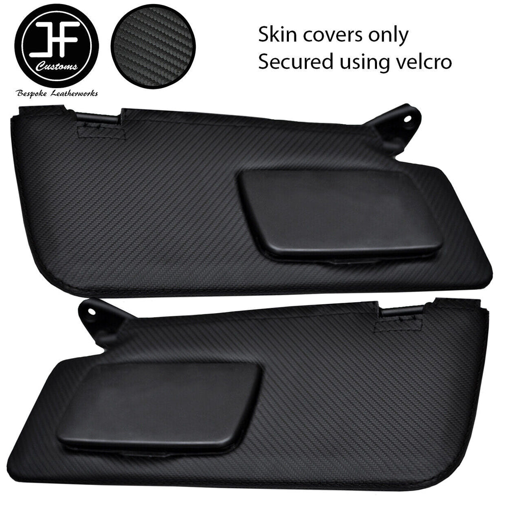 BLACK STITCH 2X SUN VISOR CARBON VINYL COVERS FOR TOYOTA GT86 SUBARU BRZ 12-19