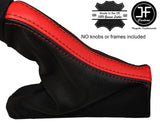 BLACK & RED LEATHER HANDBRAKE GAITER E BRAKE BOOT FITS FORD MUSTANG 2015-2017