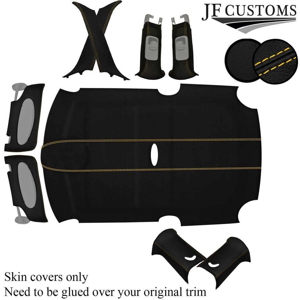 YELLOW STITCH LEATHER+SUEDE COVERS FOR BMW MINI R50 R53 01-06 TOP RECOVERY KIT