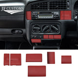 DARK RED STITCH LEATHER DASHBOARD TRIM BLANK COVER SET+FRAMES FOR VW GOLF MK3