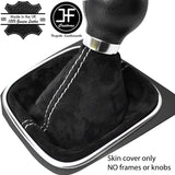 WHITE STITCH REAL SUEDE MANUAL GEAR GAITER FITS VW GOLF MK6 VI 2009-2013