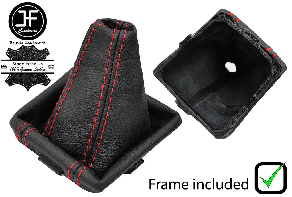 RED STITCH REAL LEATHER GEAR GAITER+PLASTIC FRAME FOR SKODA OCTAVIA MK3 13-17