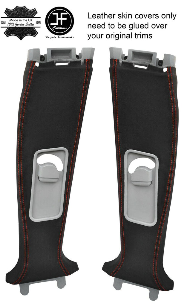 RED STITCH 2X UPPER B POST PILLAR LEATHER COVERS FITS DISCOVERY 4 2009-2016