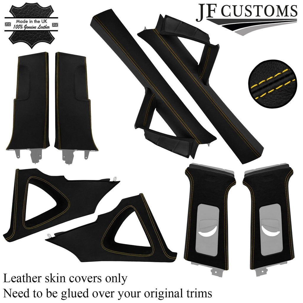 YELLOW STITCH ITALIAN LEATHER PILLAR KIT COVERS FITS SEAT LEON MK2 1P 05-12