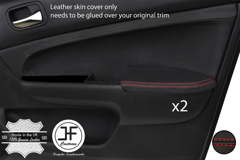 RED STITCH 2X FRONT DOOR ARMREST LEATHER COVERS FITS HONDA ACCORD MK7 03-07