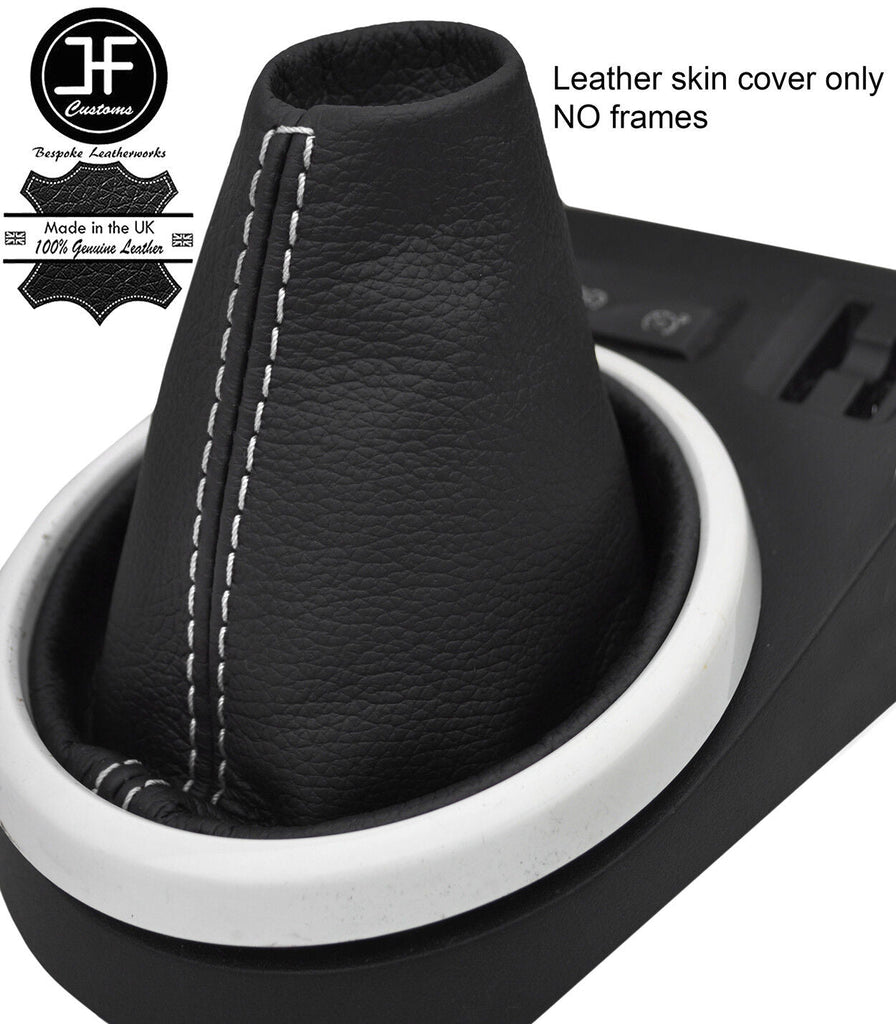WHITE STITCH TOP GRAIN LEATHER MANUAL GEAR GAITER FITS RENAULT TWINGO MK3 14-19