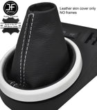 WHITE STITCH TOP GRAIN LEATHER MANUAL GEAR GAITER FITS RENAULT TWINGO MK3 14-19