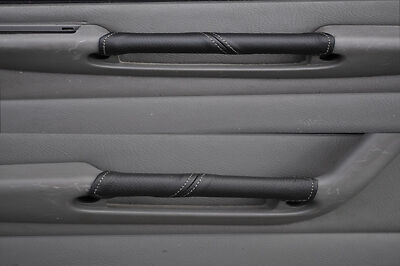FITS FIAT PUNTO MK1 grey stitch 2X LEATHER DOOR HANDLE COVERS CUSTOM NEW