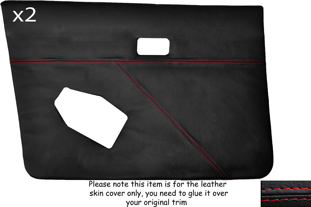 RED STITCH 2X FRONT FULL DOOR CARD SKIN COVERS FITS FORD ESCORT MK3 GHIA