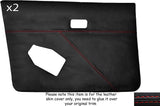 RED STITCH 2X FRONT FULL DOOR CARD SKIN COVERS FITS FORD ESCORT MK3 GHIA