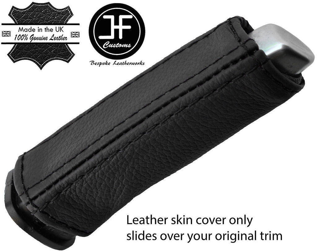 BLACK & BLACK REAL LEATHER HANDBRAKE HANDLE COVER FOR VAUXHALL OPEL ADAM 12 18