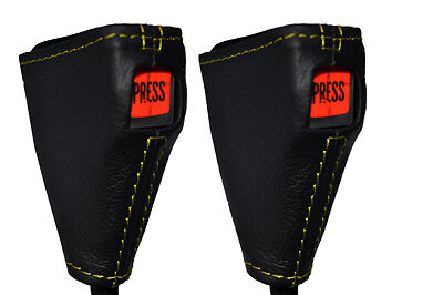 YELLOW STITCHING FITS ALFA ROMEO GTV6 GTV 6 2X SEAT BELT STALK LEATHER COVERS