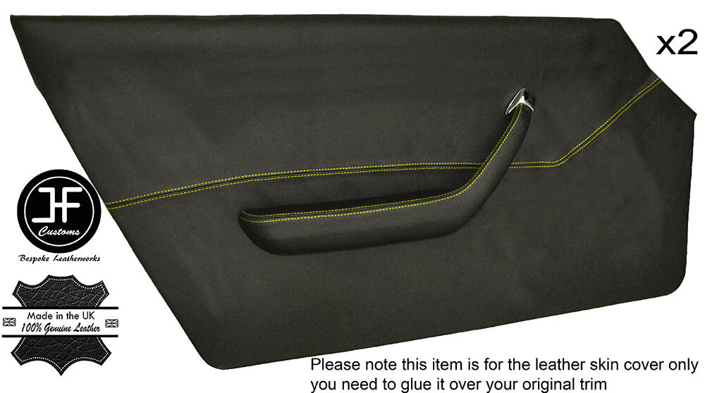 YELLOW STITCH 2X FULL DOOR CARD LEATHER COVER FITS DATSUN 260Z 280Z 2+2 74-78