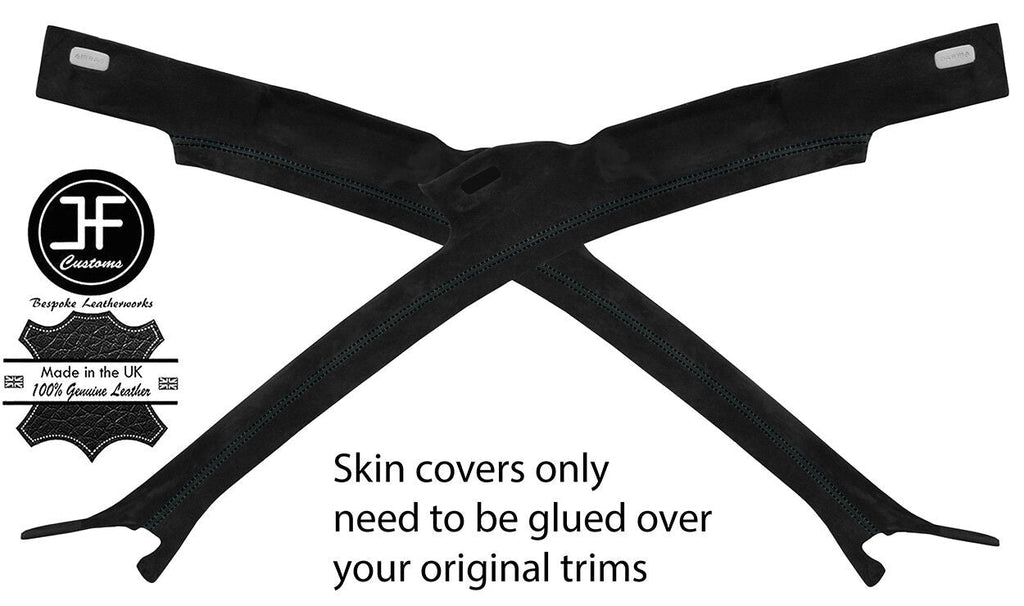 BLACK STITCHING 2X A POST PILLAR REAL SUEDE COVERS FITS AUDI A4 B7 2004-2008