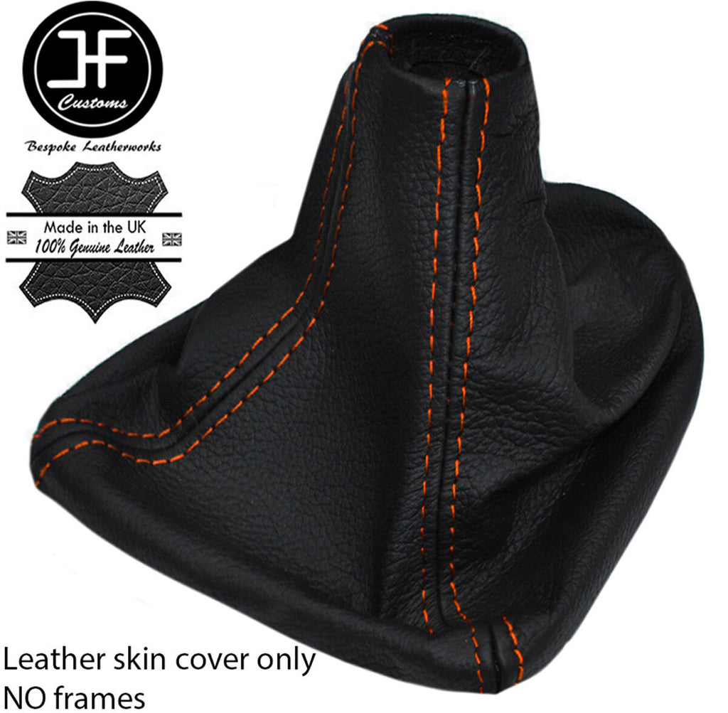 ORANGE STITCHING REAL LEATHER GEAR GAITER COVER FITS SEAT LEON MK2 2005-2012