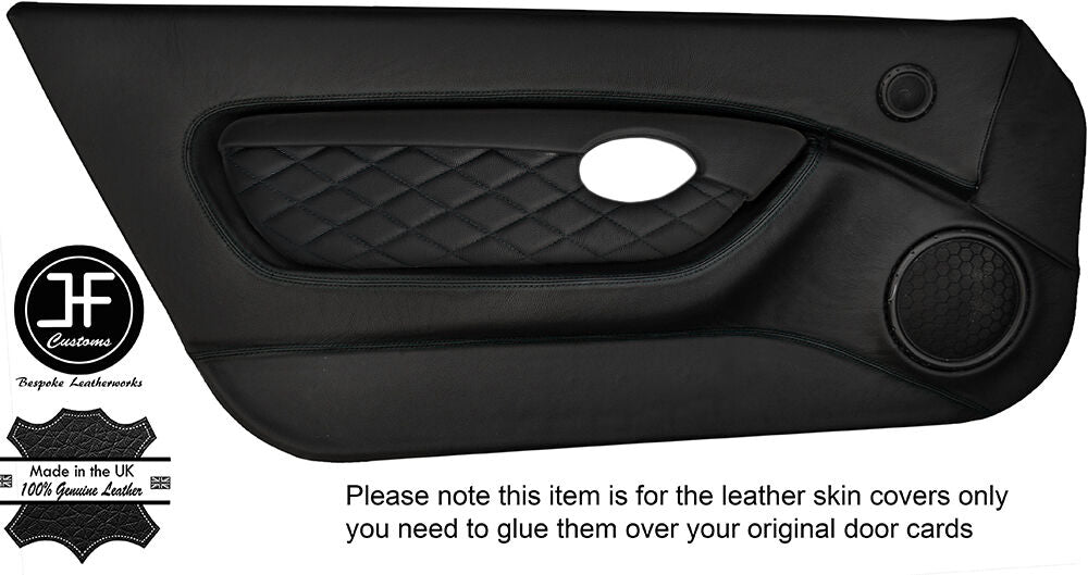 BLACK DIAMOND STITCH 2X FULL DOOR CARD TRIM LEATHER COVERS FOR MGTF MK2 00-06