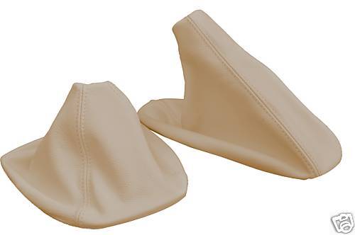 FITS BMW E46 GEAR HANDBRAKE GAITERS GENUINE LEATHER CREAM CUSTOM NEW MADE IN UK
