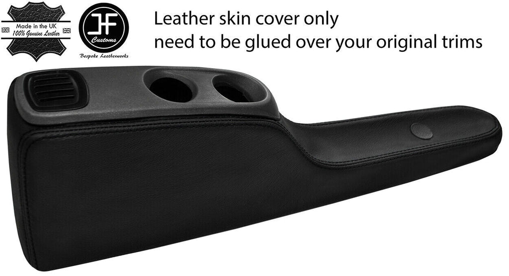 BLACK STITCH CONSOLE TUNNEL TOP GRAIN LEATHER COVER FOR SMART FORTWO 451 07-14
