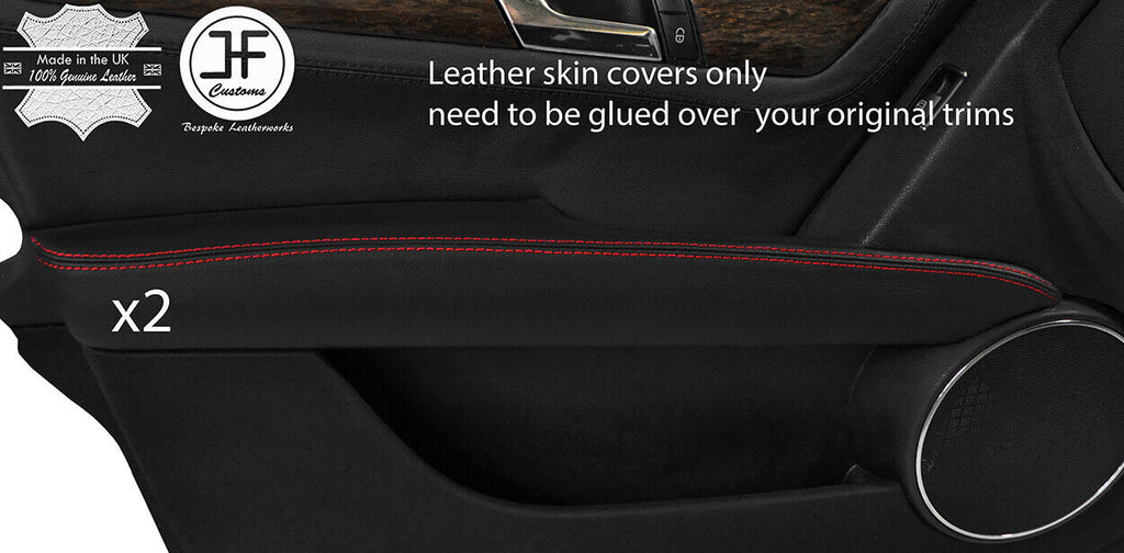 RED STITCH 2X FRONT DOOR ARMREST LEATHER COVER FOR MERCEDES C CLASS W204