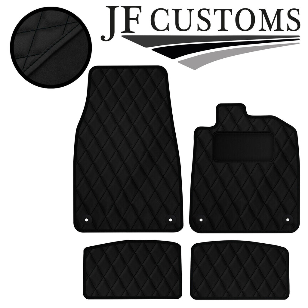 BLACK  DIAMOND STITCH VINYL 4XTAILORED FLOOR CARPET FOR PORSCHE TAYCAN 19-21 JF1