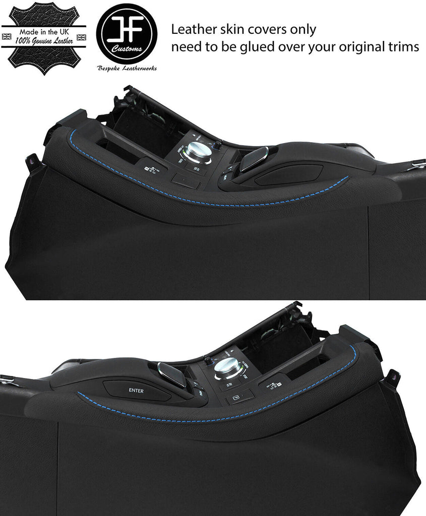 BLUE STITCH 2X CENTER CONSOLE SIDE TRIM LEATHER COVERS FOR LEXUS CT200H 10-18