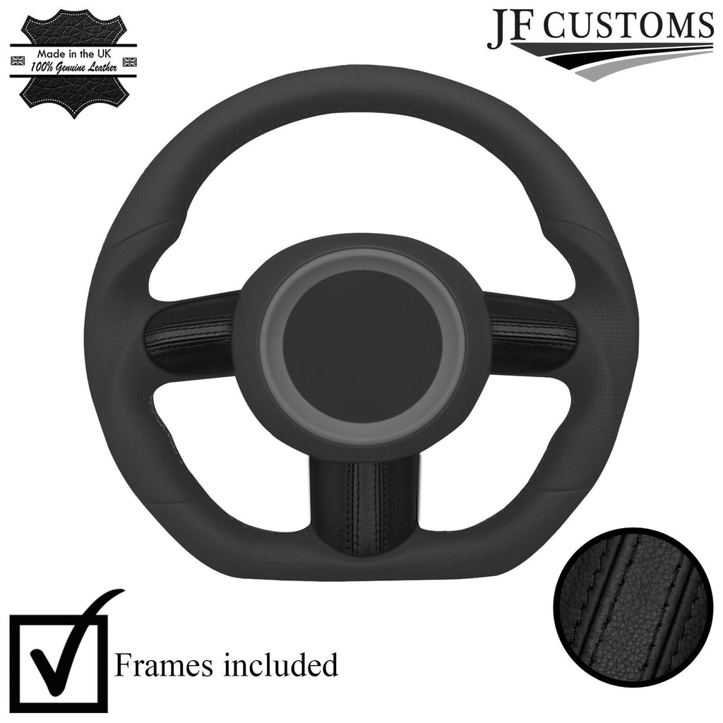 BLACK STRIPE LEATHER 3-SPOKE STEERING TRIM COVERS+FRAMES FOR MINI R50 R52 R53