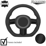 BLACK STRIPE LEATHER 3-SPOKE STEERING TRIM COVERS+FRAMES FOR MINI R50 R52 R53