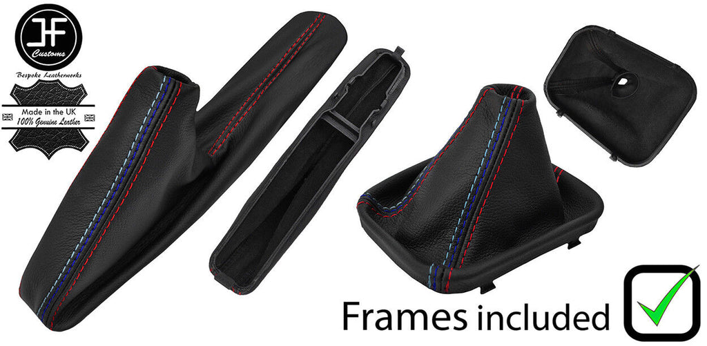 RED & TRI STITCH LEATHER MANUAL GEAR&HANDBRAKE GAITER+PLASTIC FRAME FOR BMW Z3