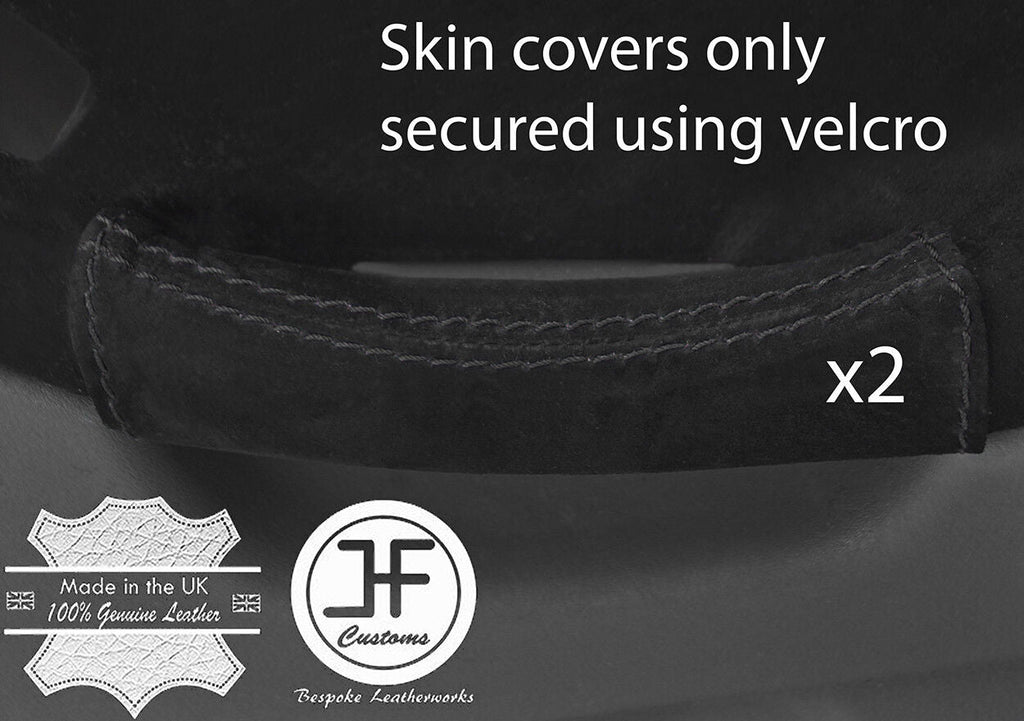 BLACK STITCH 2X FRONT DOOR HANDLE SUEDE COVERS FOR BMW E36 SALOON TOURING 91-98