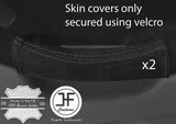 BLACK STITCH 2X FRONT DOOR HANDLE SUEDE COVERS FOR BMW E36 SALOON TOURING 91-98