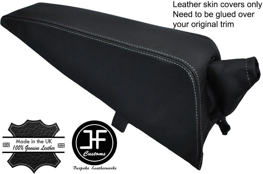 WHITE STITCH CONSOLE PAD & HANDBRAKE LEATHER COVERS FITS TRIUMPH SPITFIRE MK4