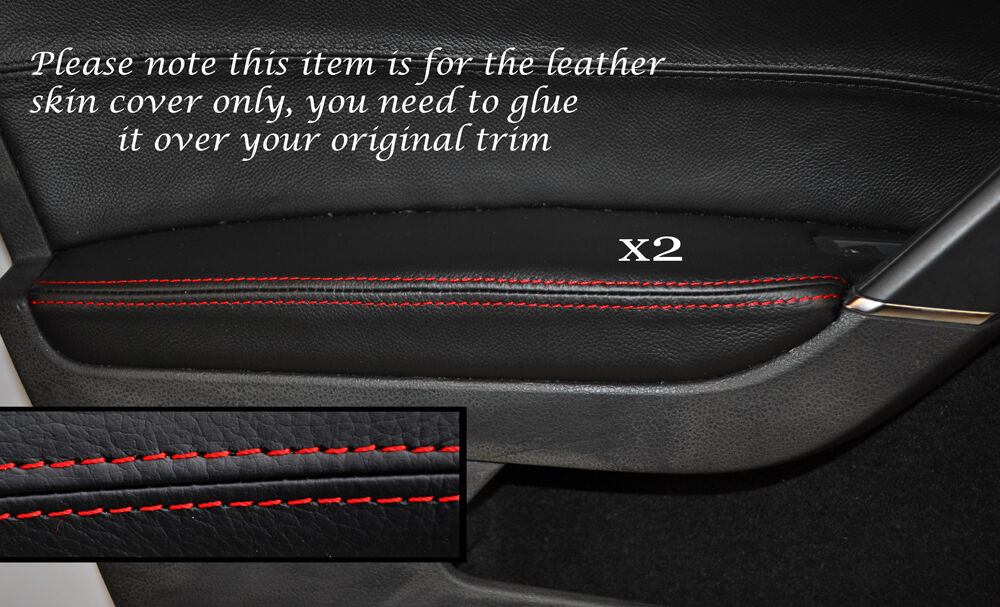 RED STITCH 2X FRONT DOOR ARMREST SKIN COVERS FITS VW GOLF MK7 VII JETTA 13+