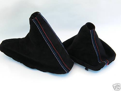 FITS BMW E36 E46 BLACK PU SUEDE GEAR GAITER COVER TRI STITCH CUSTOM NEW