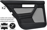 BLACK & GREY LEATHER 2X REAR FULL DOOR CARD COVER FOR BMW 5 SERIES E34 87-97